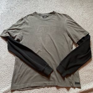 Grey and Black Vans Skater Long Sleeve S